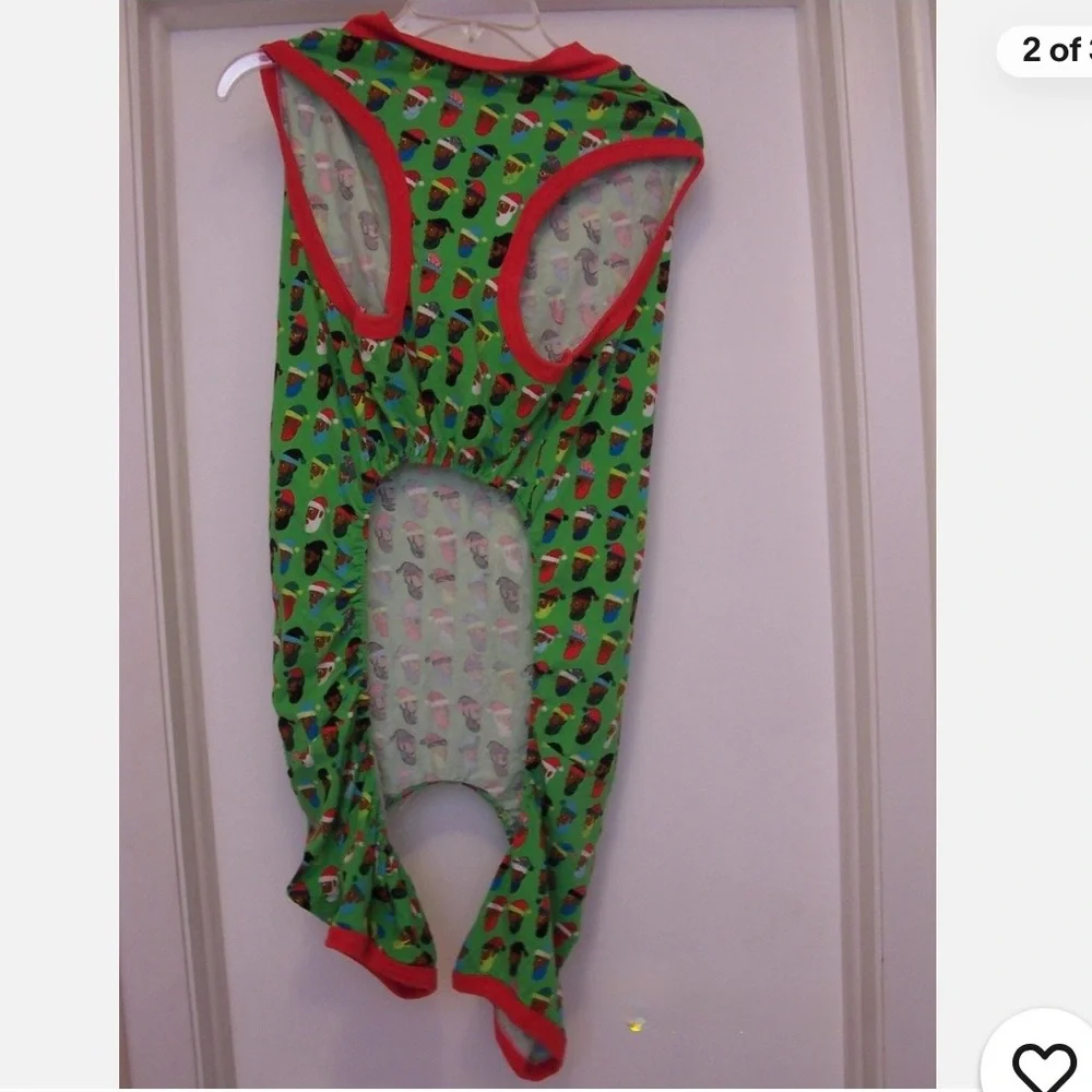 NWT Dog‎ One Piece African American Santa Claus Christmas Pajamas